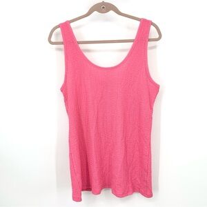 Torrid‎ Women Size 1 1X 14 16 Tank Top Shirt Pink Stretch Smocked Scoop Neck